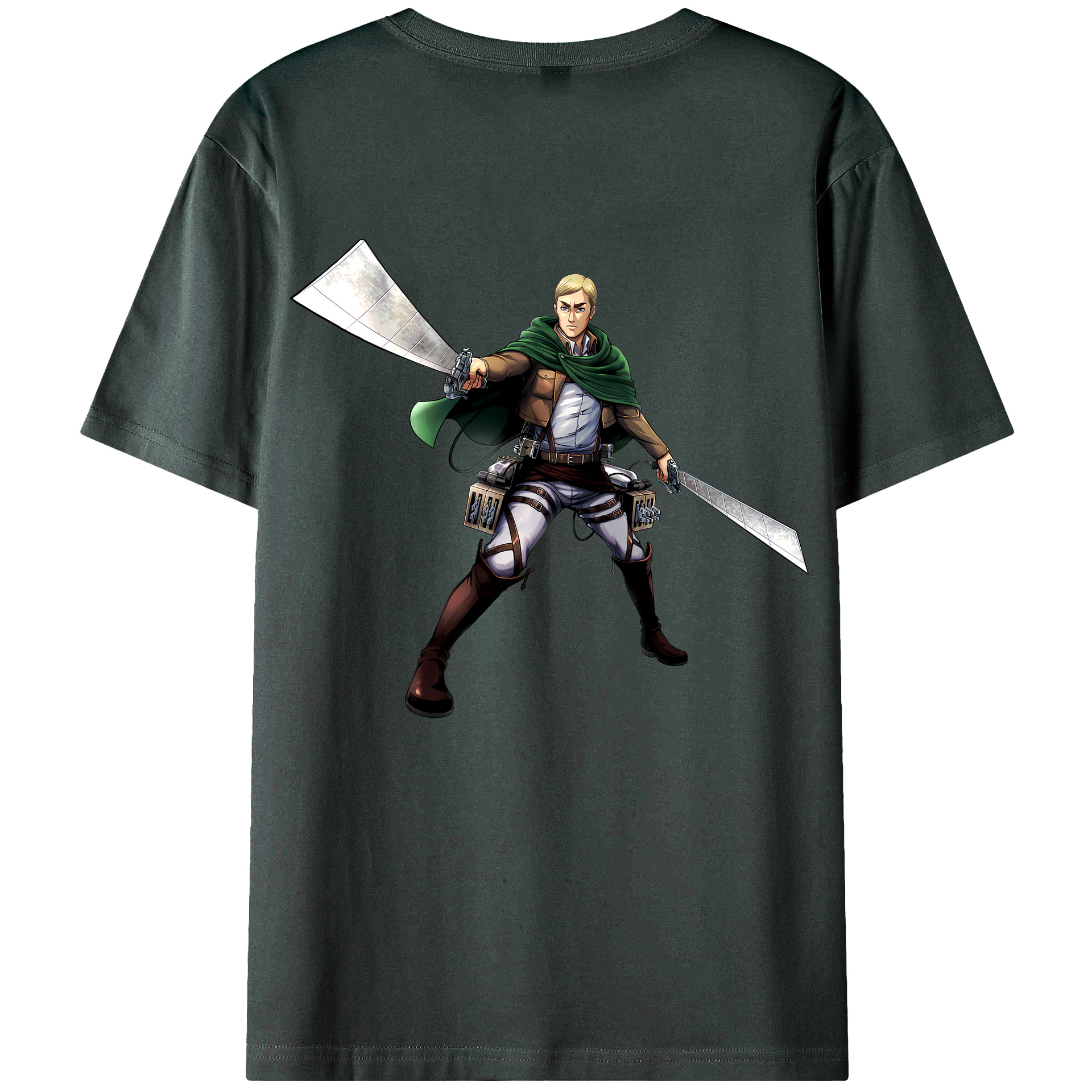 （画像用） 進撃の巨人 エルヴィン・スミス Attack on Titan Erwin Smith 綿100％ メンズ半袖Tシャツ（バックプリント） 通気性
